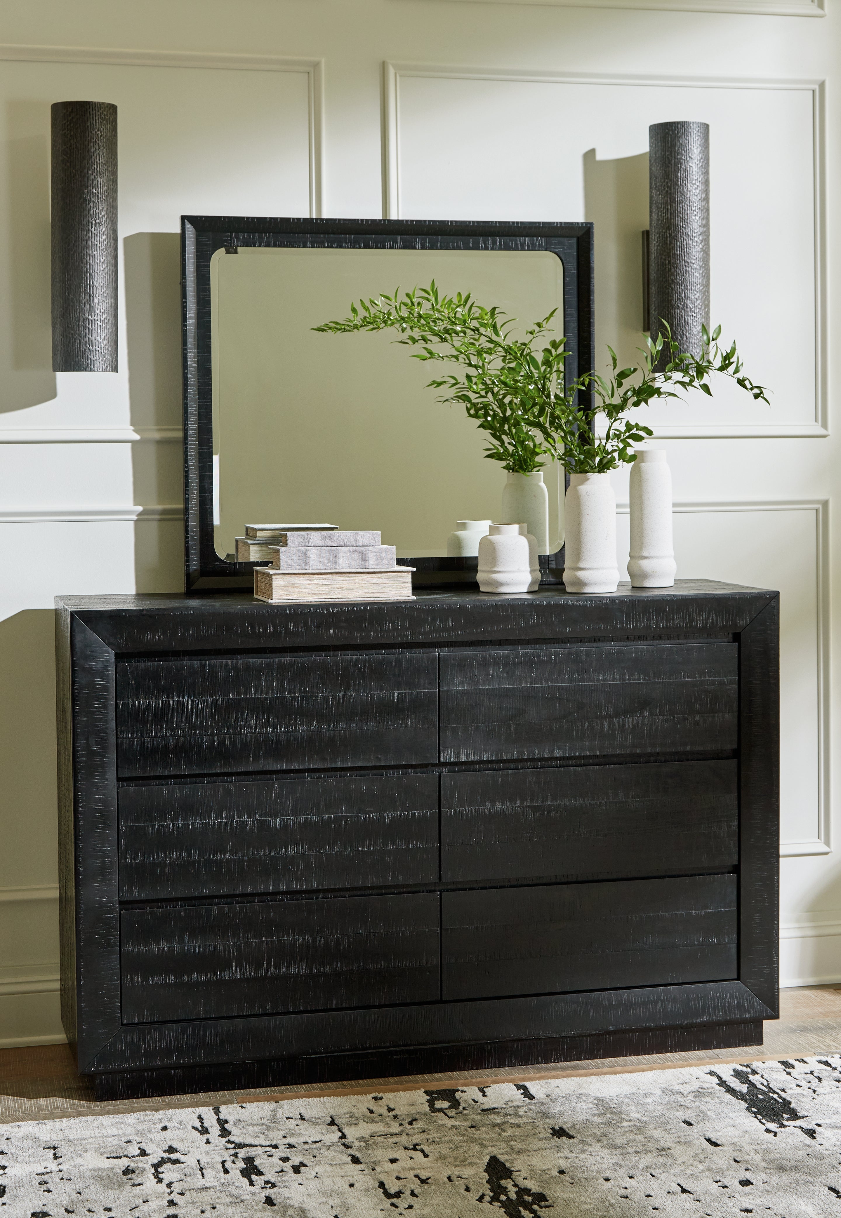 3 Brothers Decor - Ashley Furniture - Londer Bedroom - Dresser and Mirror / Black - B768B1