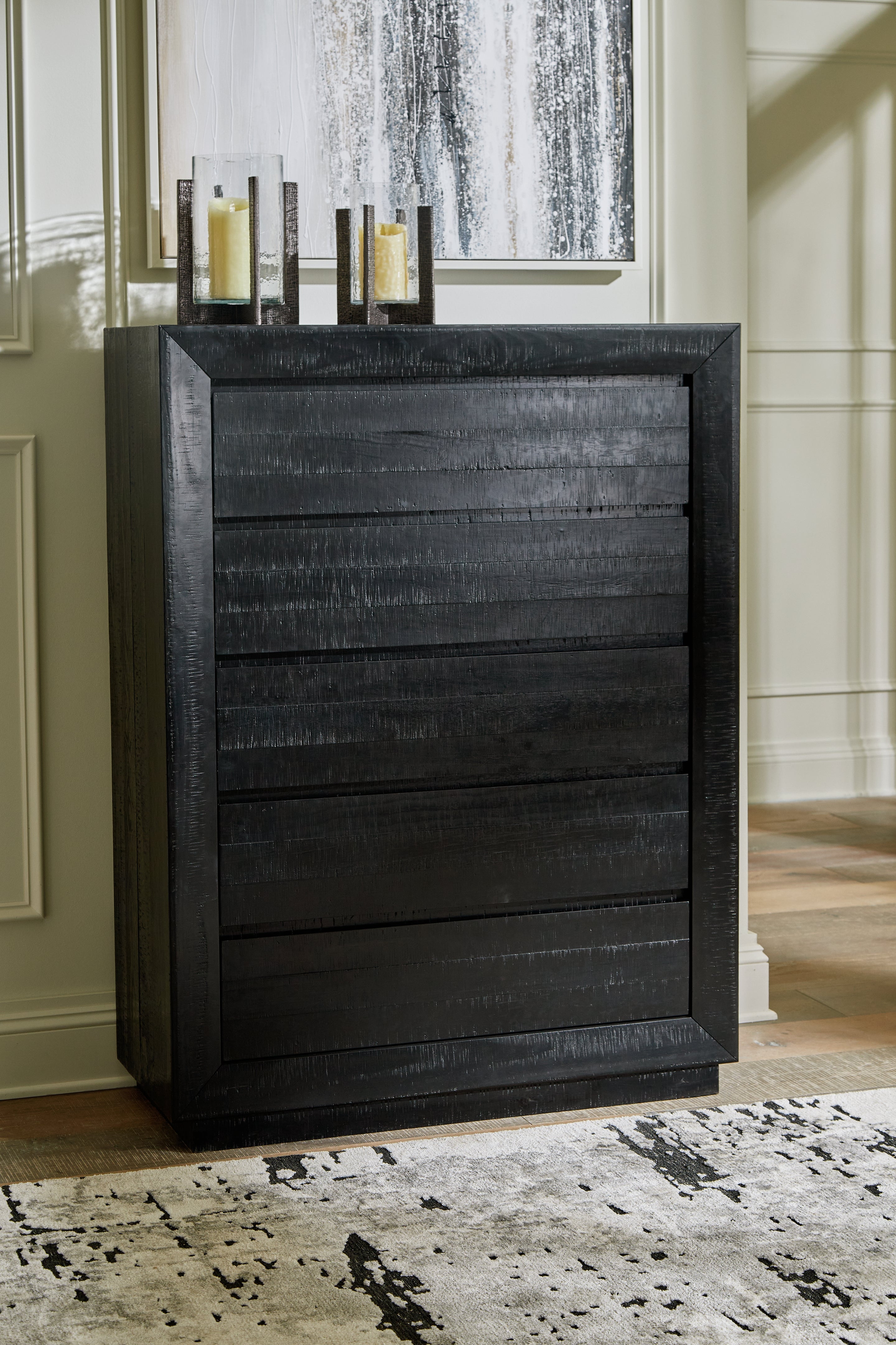 3 Brothers Decor - Ashley Furniture - Londer Bedroom - Five Drawer Chest / Black - B768-46