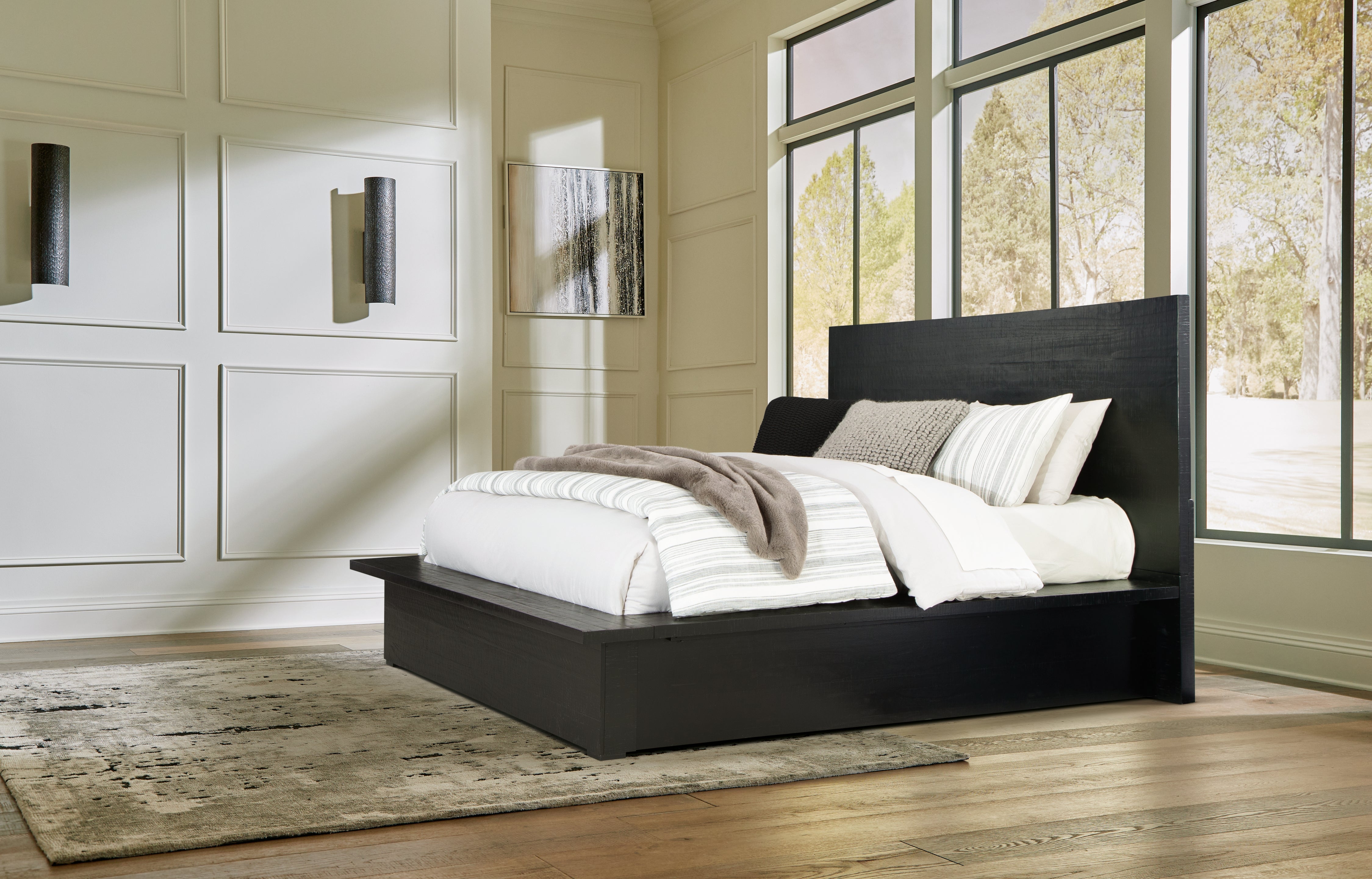 3 Brothers Decor - Ashley Furniture - Londer Bedroom - Queen Panel Bed / Black - B768B2