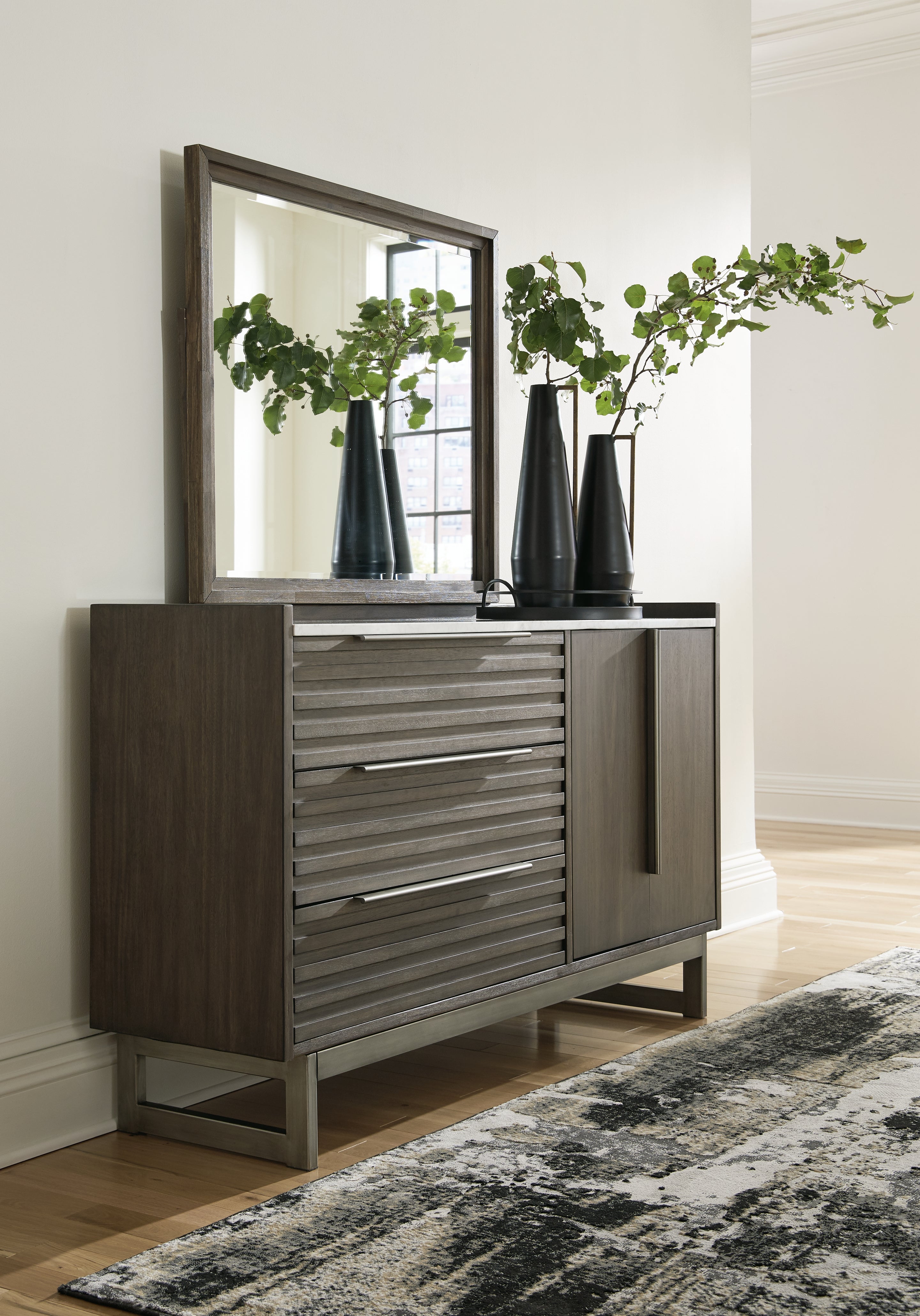 3 Brothers Decor - Ashley Furniture - Arkenton Bedroom - Dresser and Mirror / Grayish Brown - B786B1