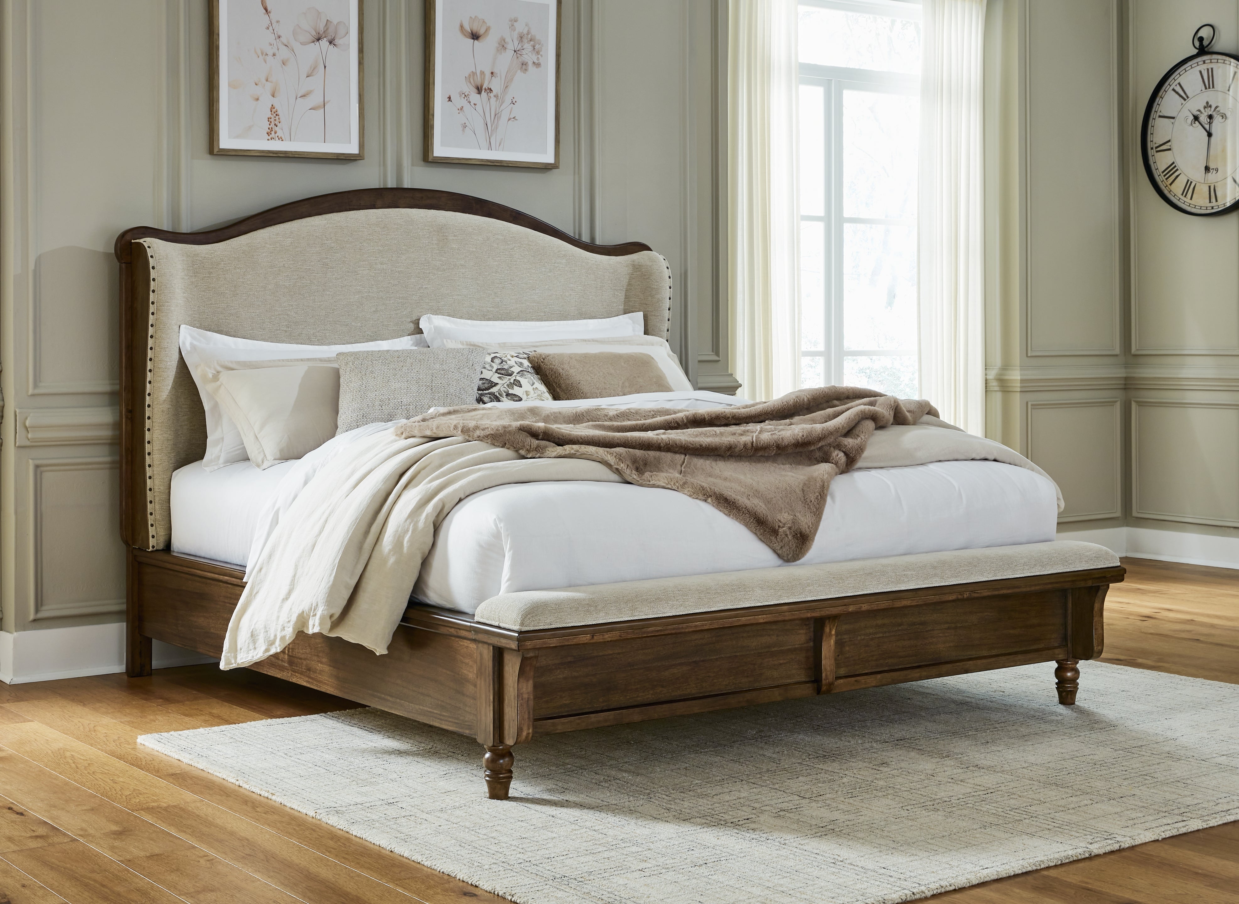 3 Brothers Decor - Ashley Furniture - Sturlayne Bedroom - California King Upholstered Panel Bed / Brown - B787B5