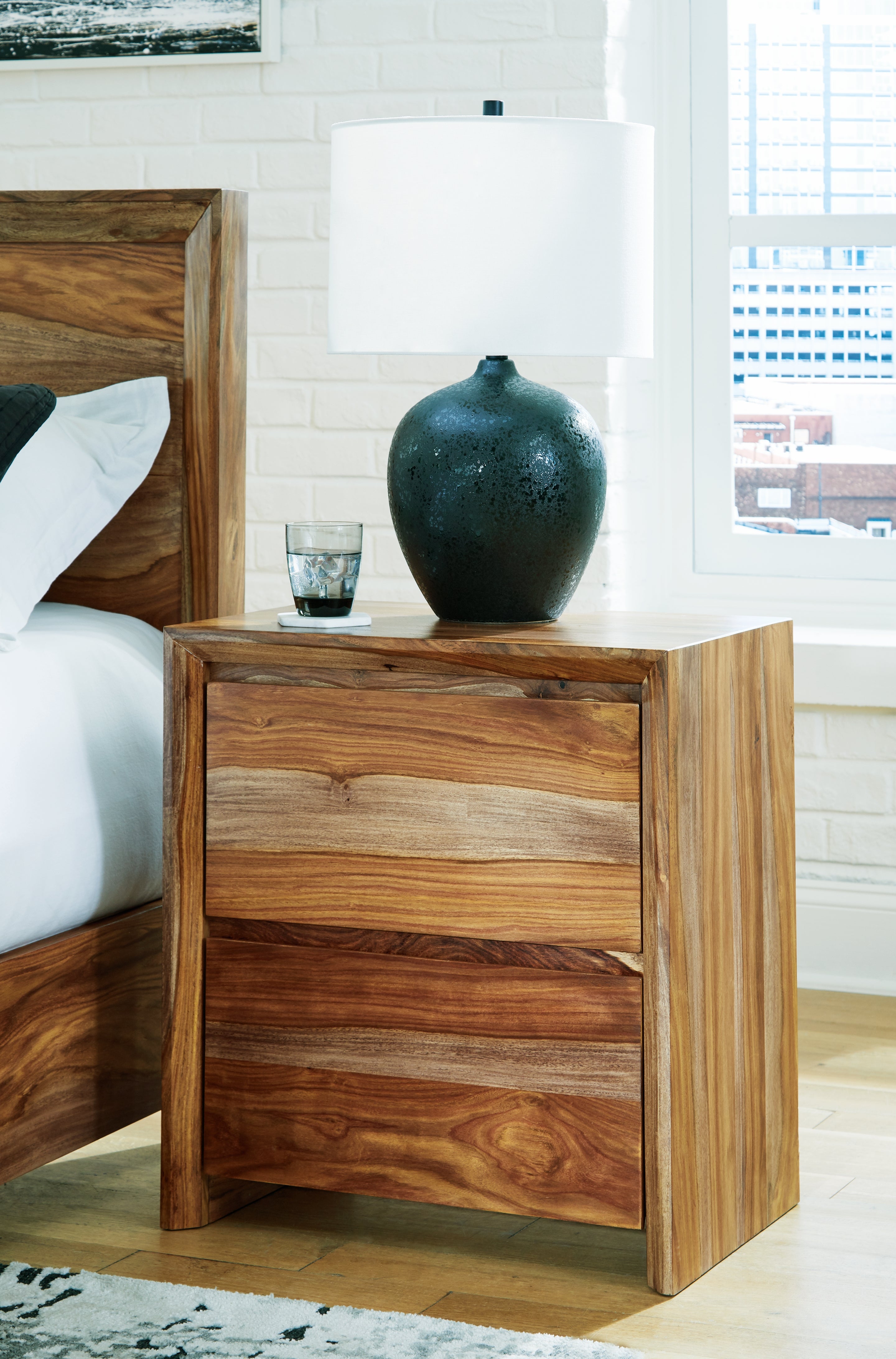 3 Brothers Decor - Ashley Furniture - Dressonni Bedroom - Two Drawer Night Stand / Brown - B790-92