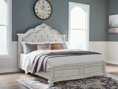 3 Brothers Decor - Ashley Furniture - Montelaine Bedroom - King Upholstered Panel Bed / Antique White - B795B6