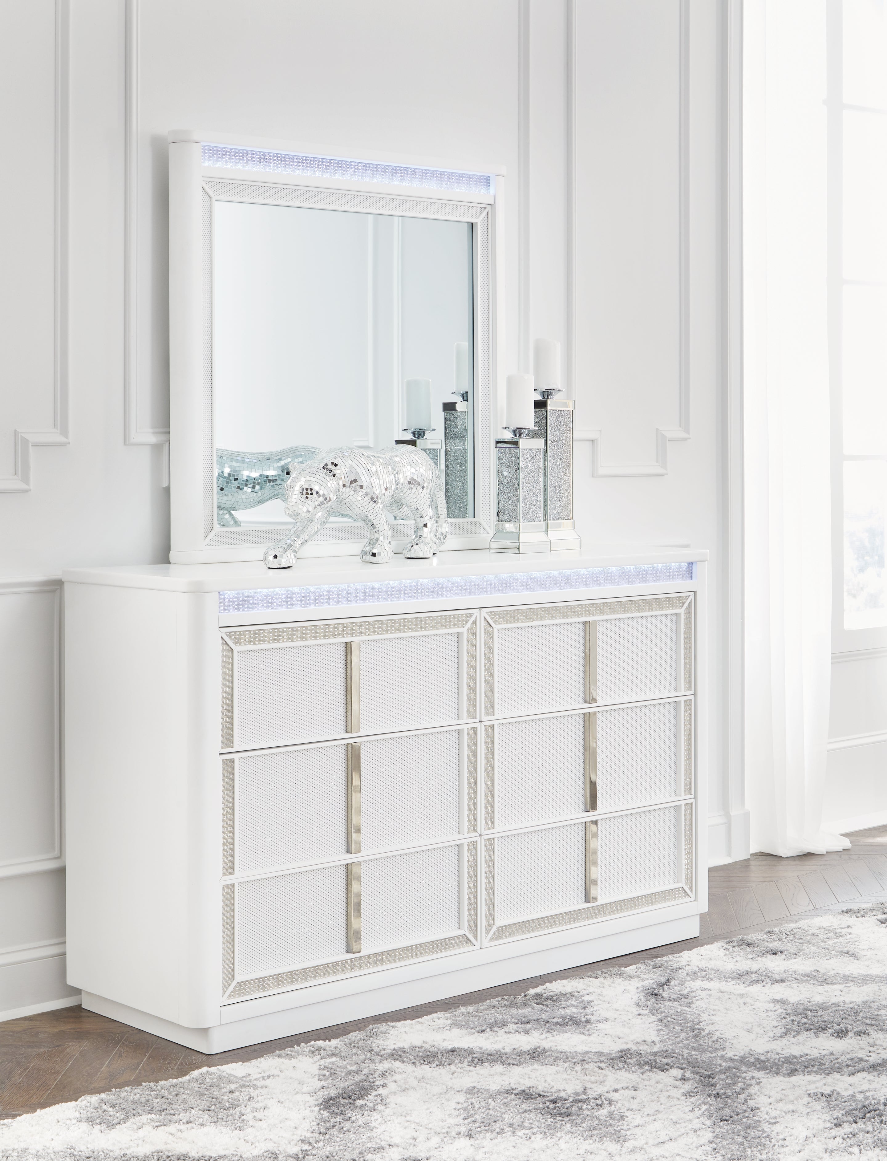 3 Brothers Decor - Ashley Furniture - Chalanna Bedroom - Dresser and Mirror / White - B822B1