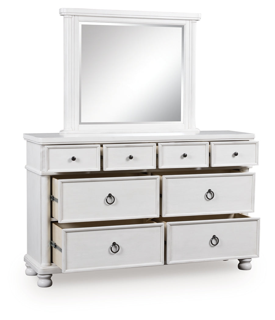 3 Brothers Decor - Ashley Furniture - Rowlenstown Bedroom - Dresser and Mirror / Antique White - PCB823B1