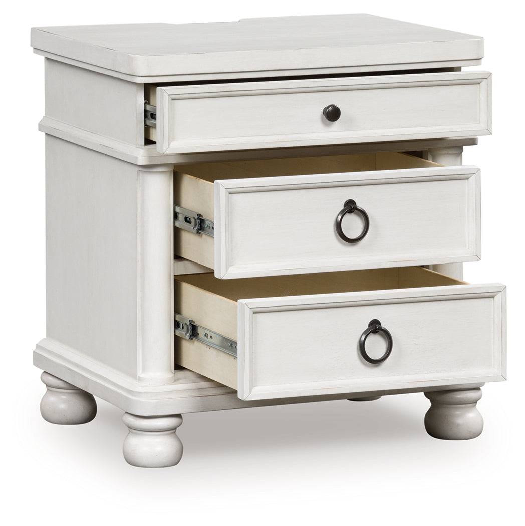 3 Brothers Decor - Ashley Furniture - Rowlenstown Bedroom - Three Drawer Night Stand / Antique White - PCB823-93