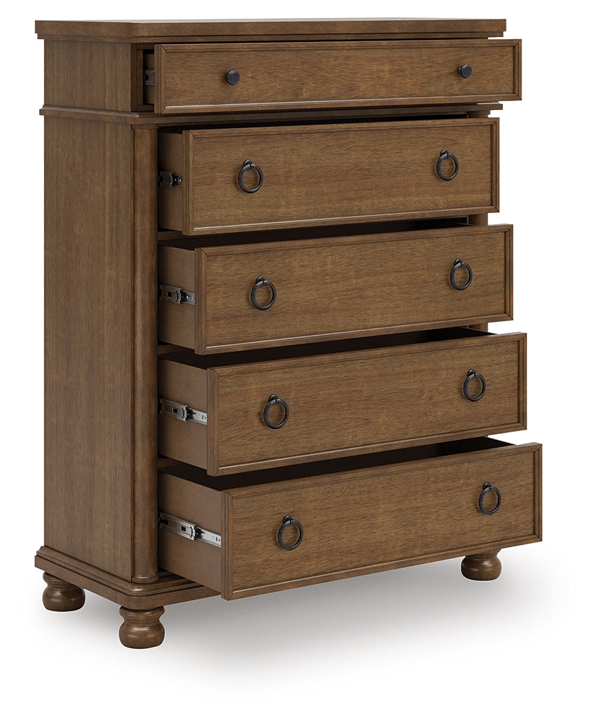 3 Brothers Decor - Ashley Furniture - Rowlenstown Bedroom - Five Drawer Chest / Brown - PCB824-46