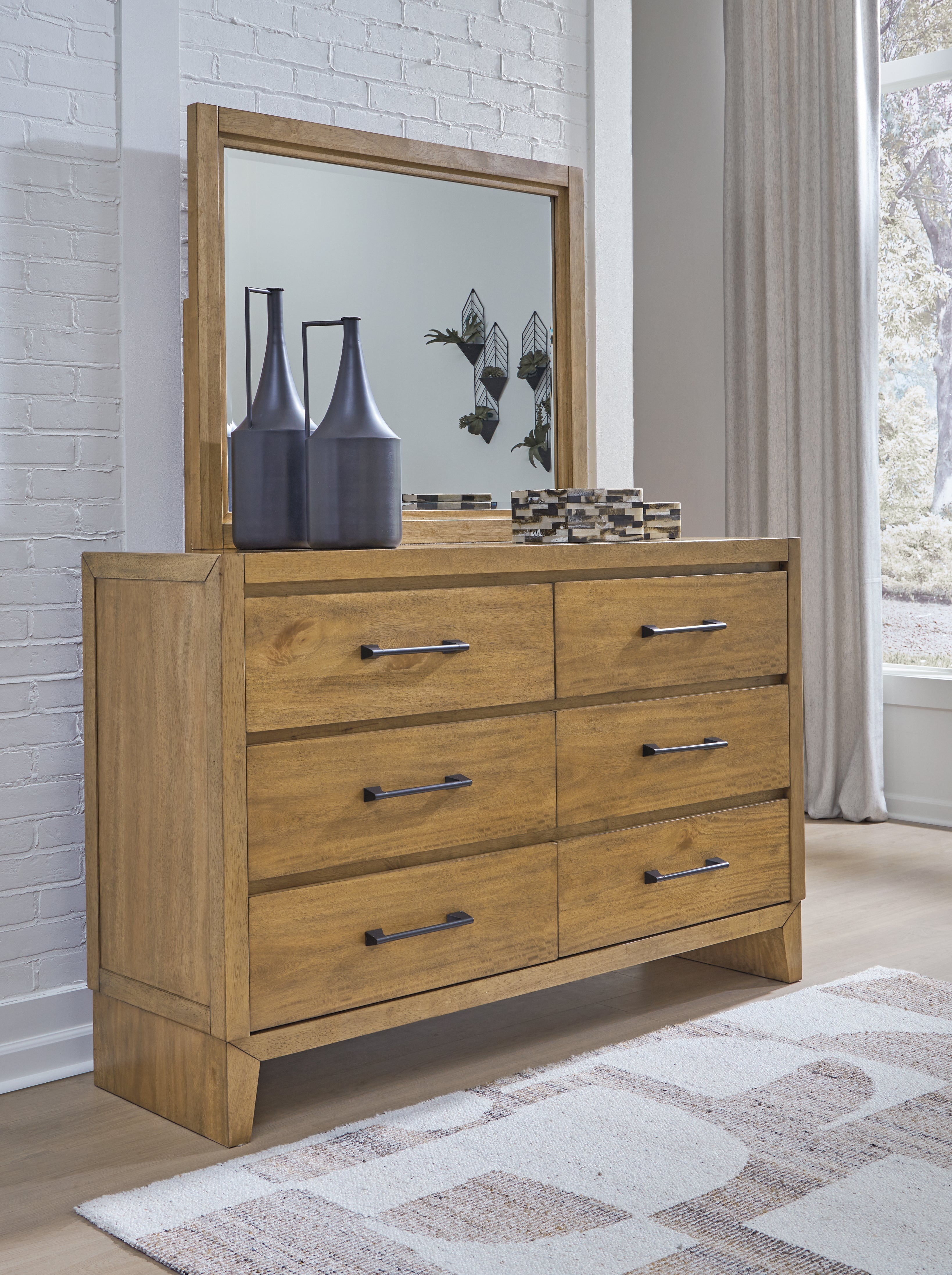 3 Brothers Decor - Ashley Furniture - Sherbana Bedroom - Dresser and Mirror / Light Brown - B833B1
