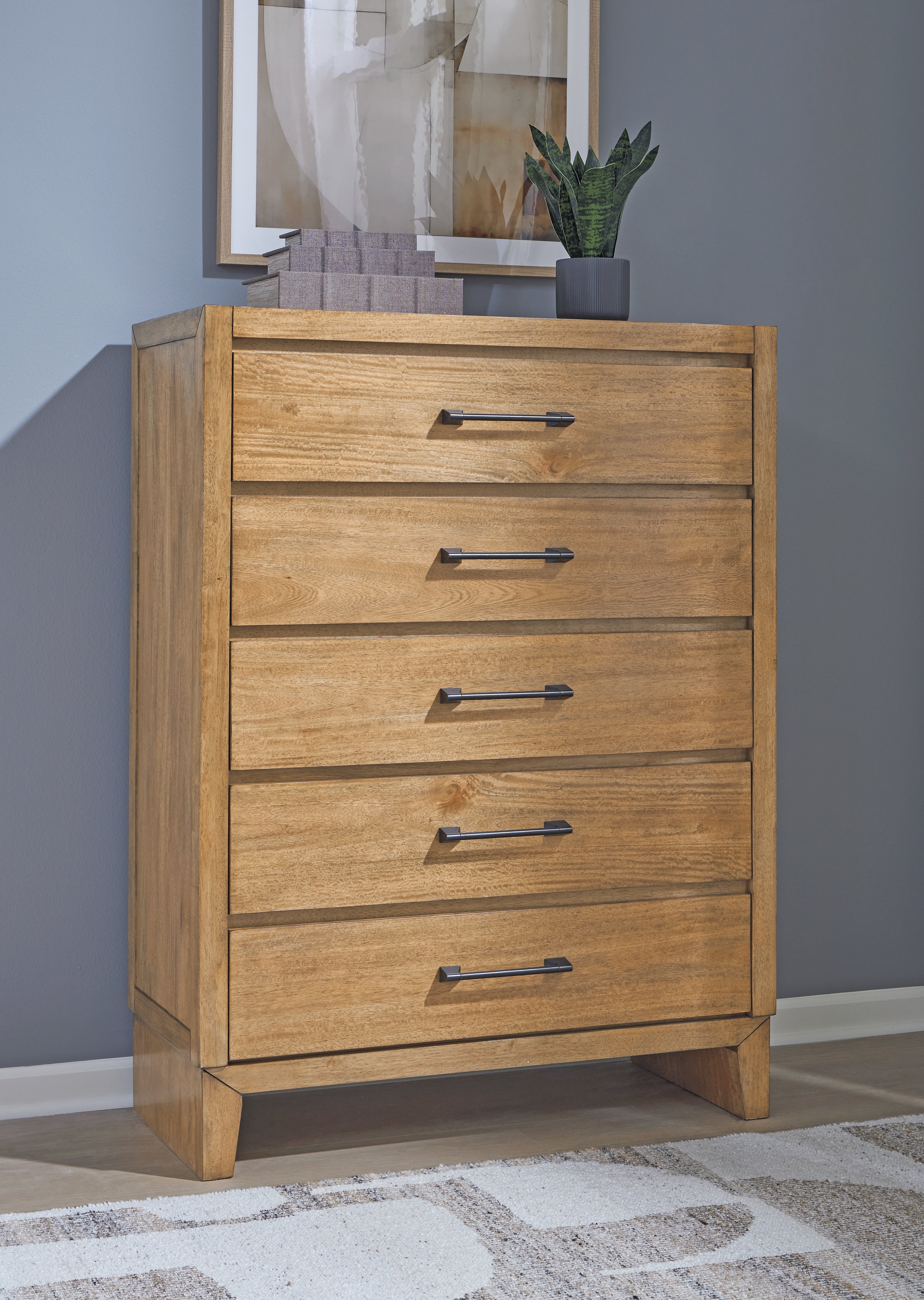 3 Brothers Decor - Ashley Furniture - Sherbana Bedroom - Five Drawer Chest / Light Brown - B833-46