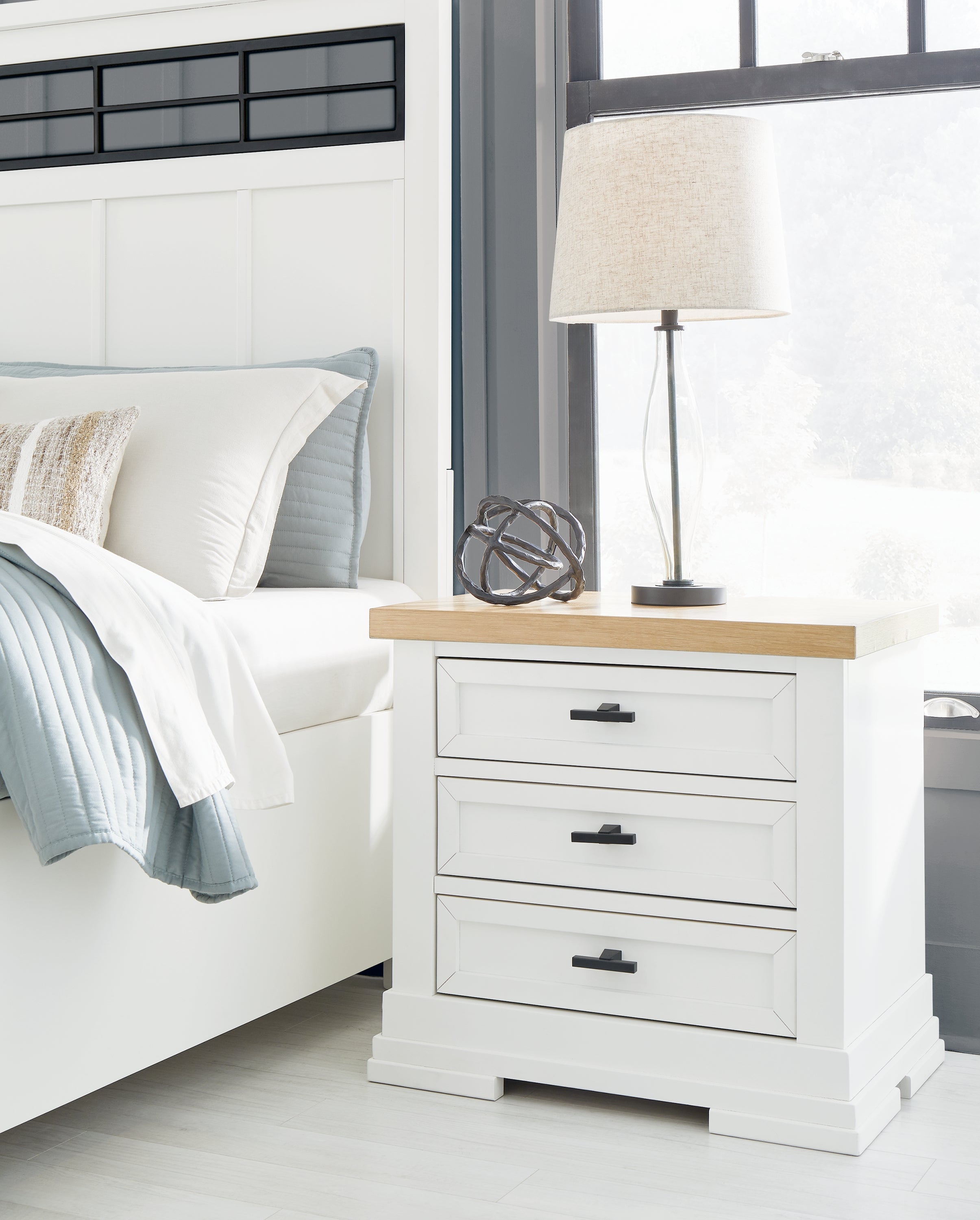 3 Brothers Decor - Ashley Furniture - Ashbryn Bedroom - Three Drawer Night Stand / White/Natural - B844-93
