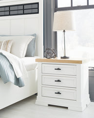 3 Brothers Decor - Ashley Furniture - Ashbryn Bedroom - Three Drawer Night Stand / White/Natural - B844-93