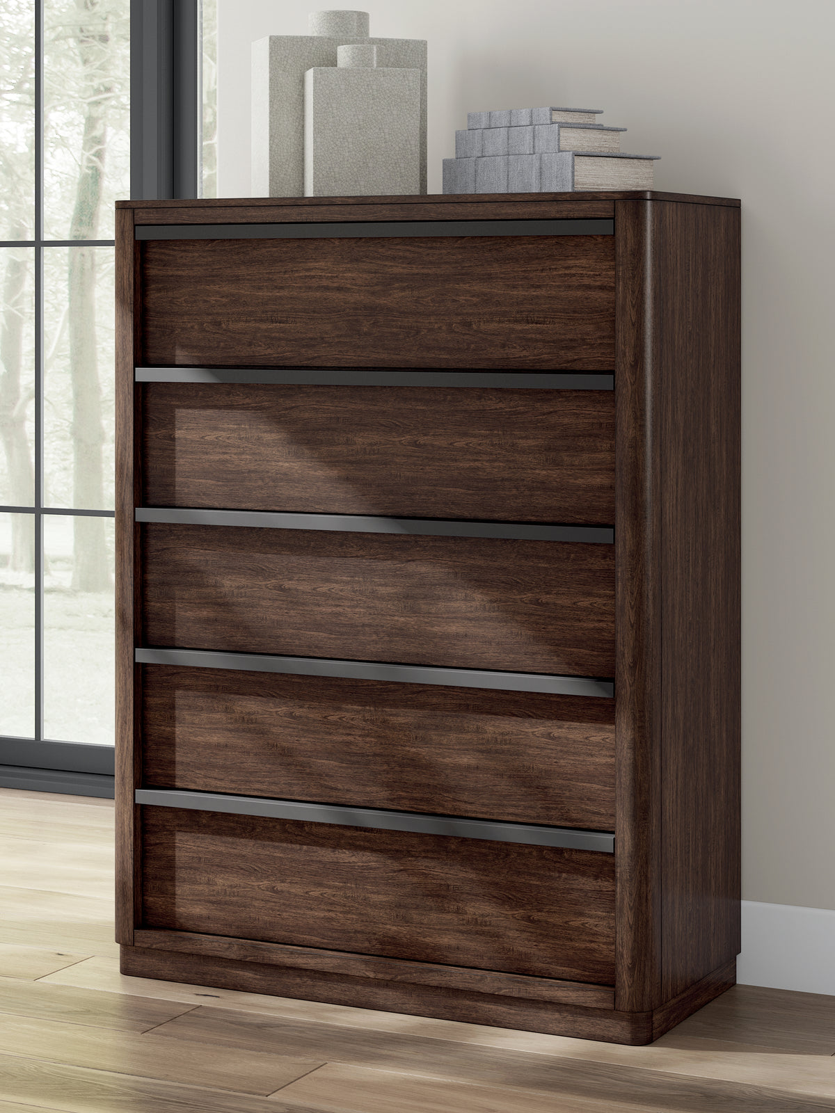 3 Brothers Decor - Ashley Furniture - Dilenno Bedroom - Five Drawer Chest / Dark Brown - PCB857-46