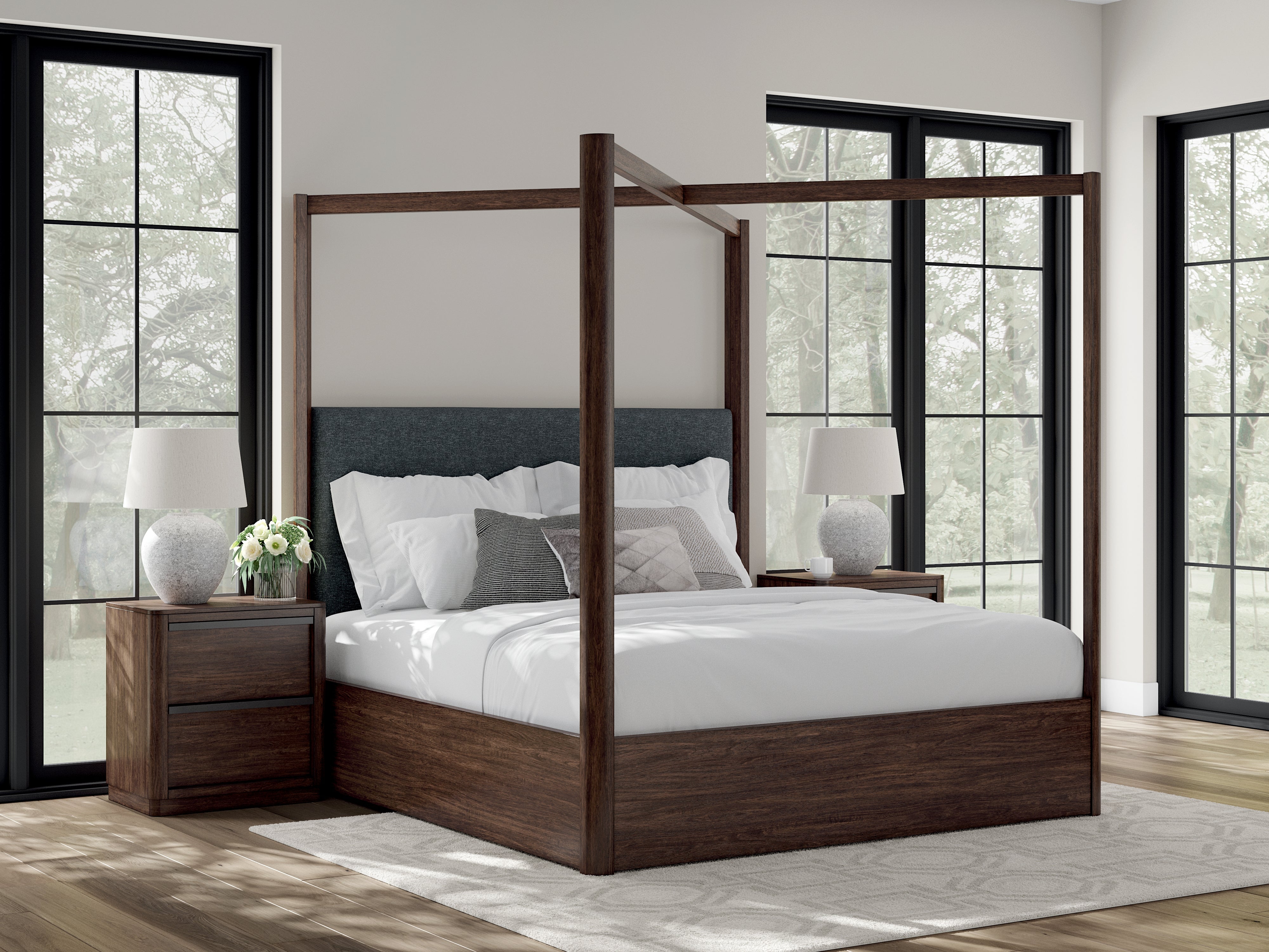 3 Brothers Decor - Ashley Furniture - Dilenno Bedroom - King Canopy Bed / Dark Brown - PCB857B6