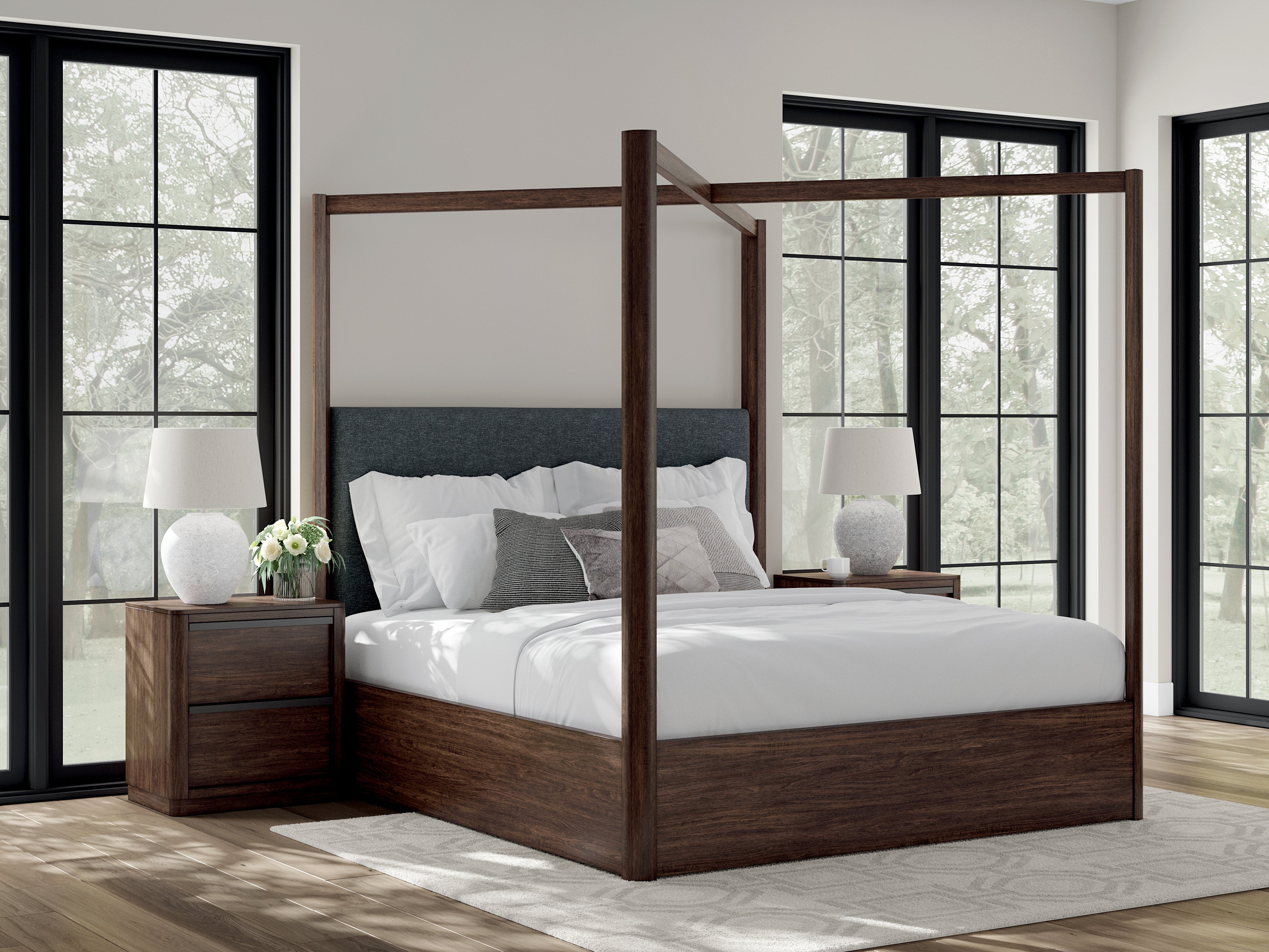 3 Brothers Decor - Ashley Furniture - Dilenno Bedroom - California King Canopy Bed / Dark Brown - PCB857B7