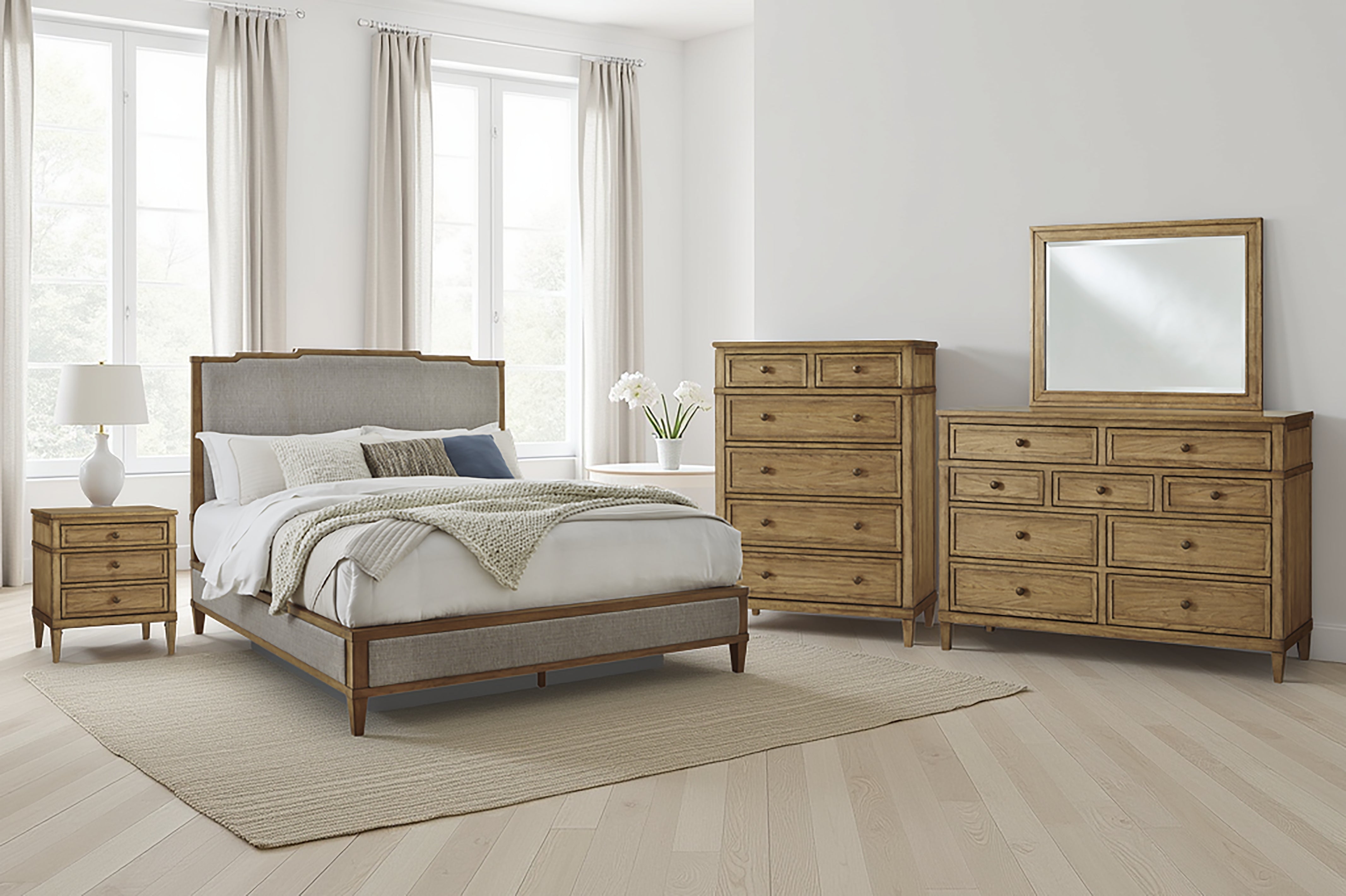3 Brothers Decor - Ashley Furniture - Sharlance Bedroom - Queen Upholstered Panel Bed / Green/Brown - B895B2