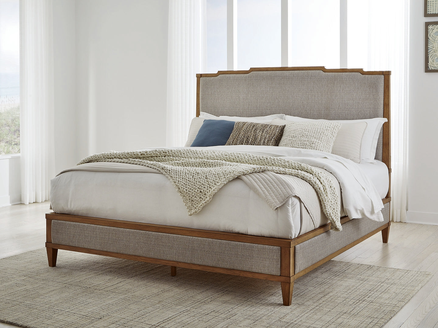 3 Brothers Decor - Ashley Furniture - Sharlance Bedroom - California King Upholstered Panel Bed / Light Brown - B895B7