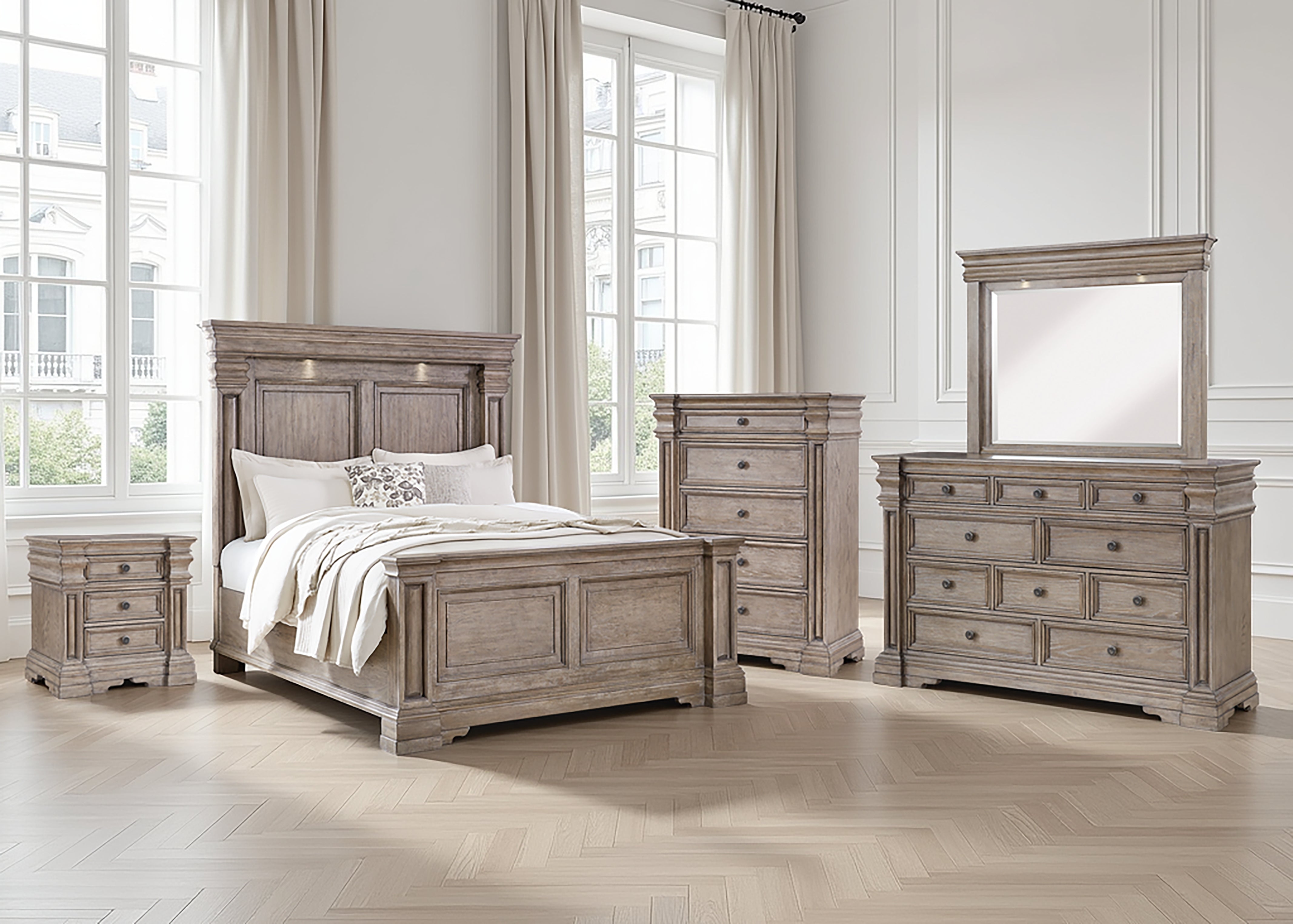 3 Brothers Decor - Ashley Furniture - Blairhurst Bedroom - Queen Panel Bed / Light Grayish Brown - B916B2