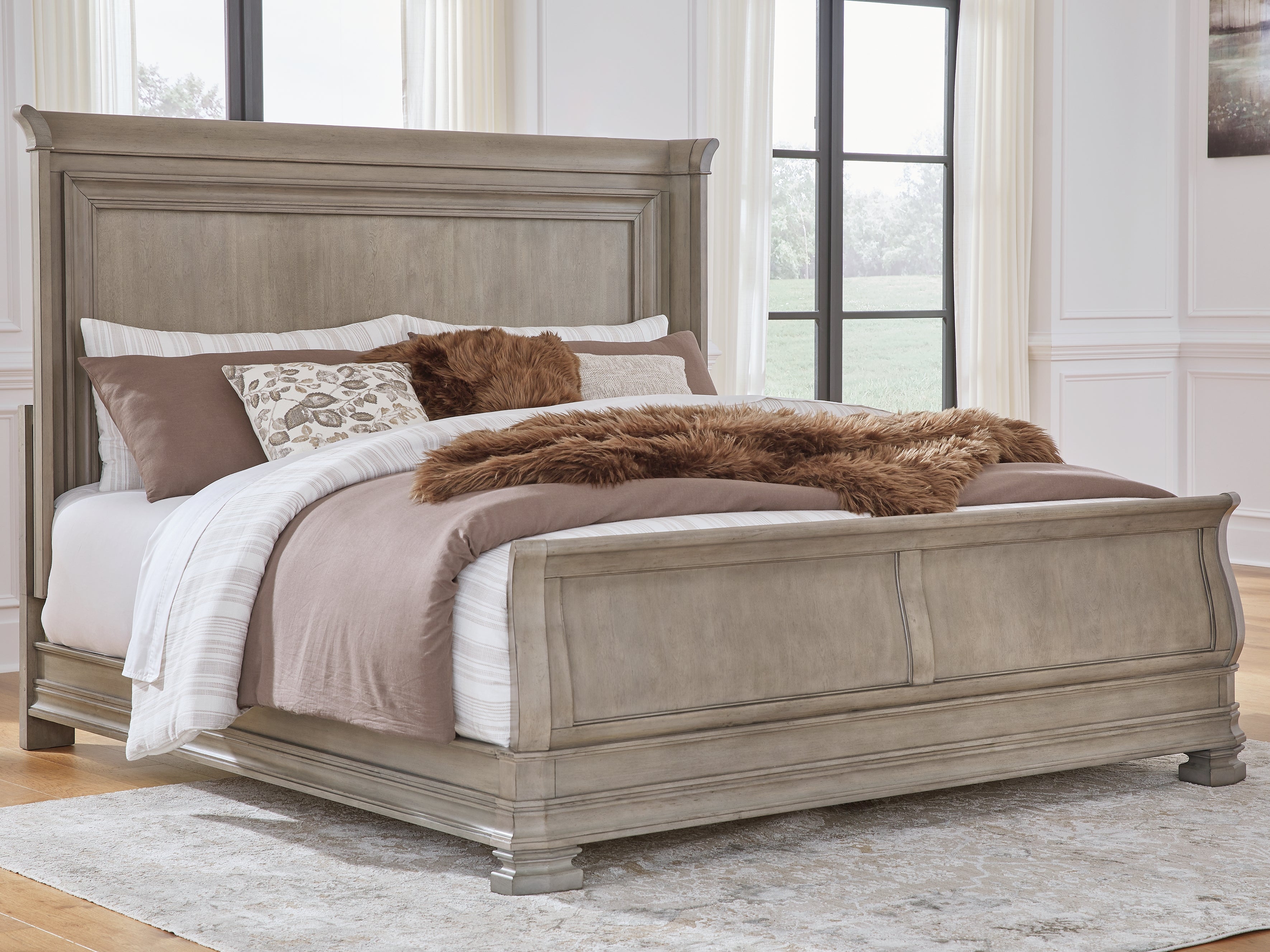 3 Brothers Decor - Ashley Furniture - Lexorne Bedroom - King Sleigh Bed / Gray - B924B4