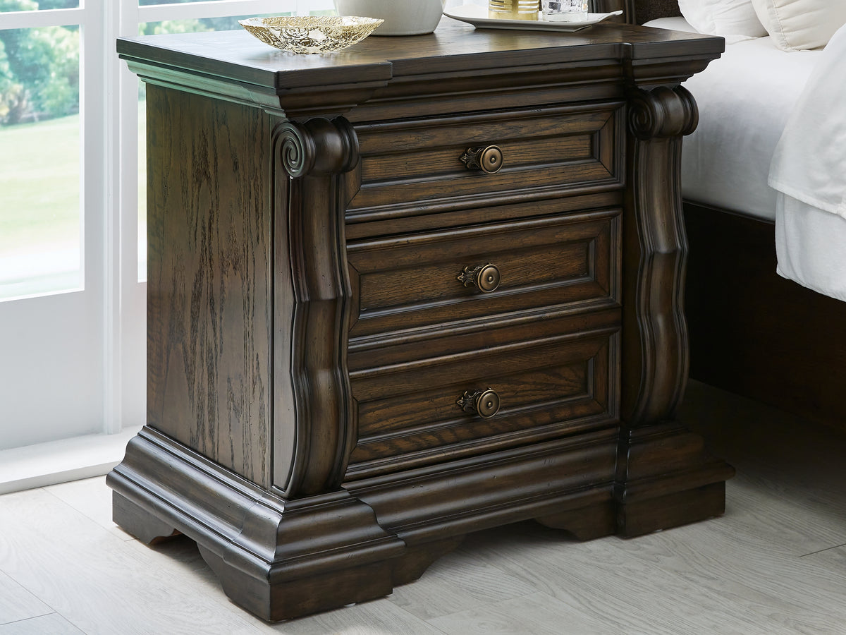 3 Brothers Decor - Ashley Furniture - Maylee Bedroom - Three Drawer Night Stand / Dark Brown - B947-93