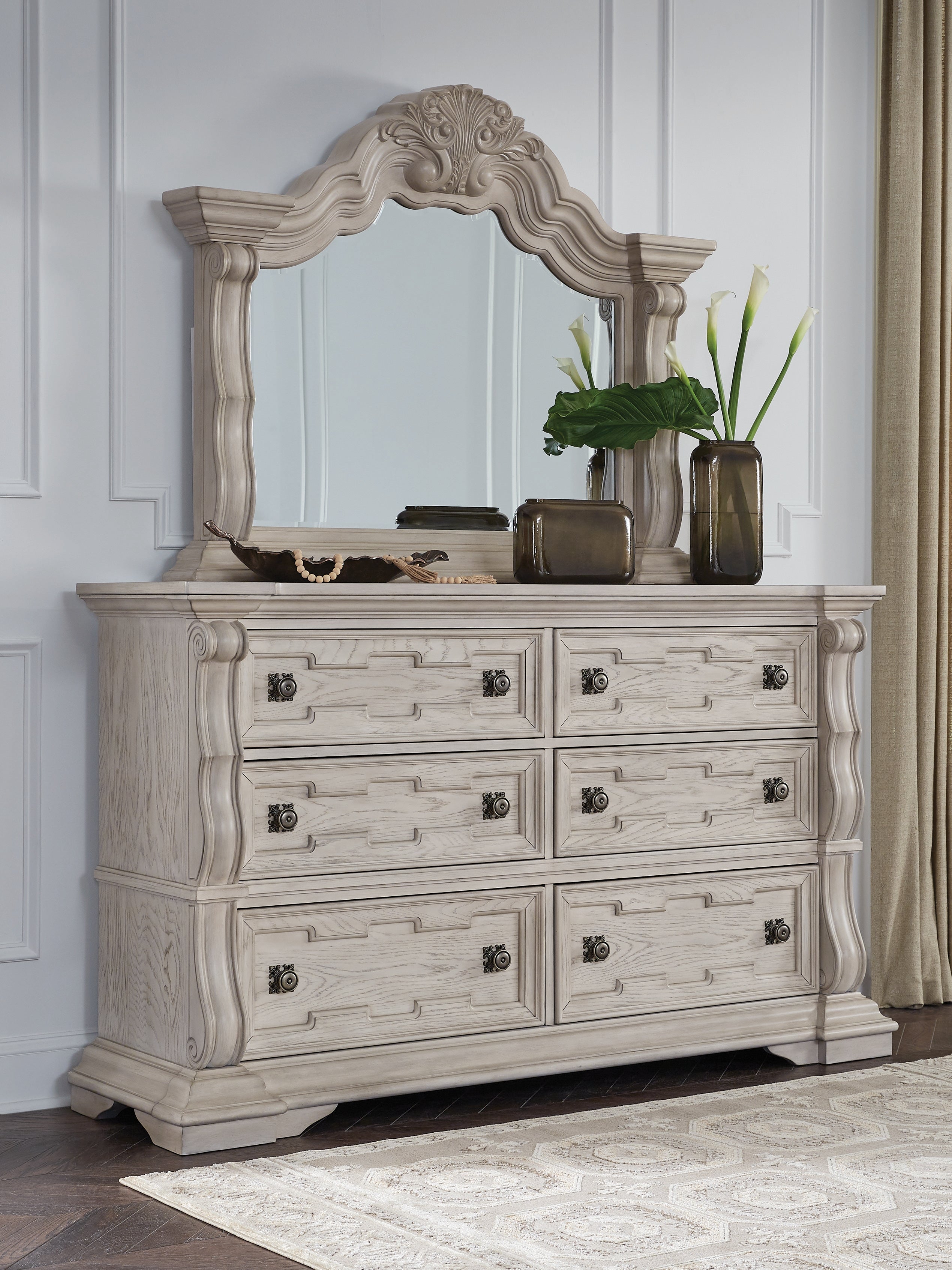 3 Brothers Decor - Ashley Furniture - Bruchandi Bedroom - Dresser and Mirror / Antique White - PCB948B1