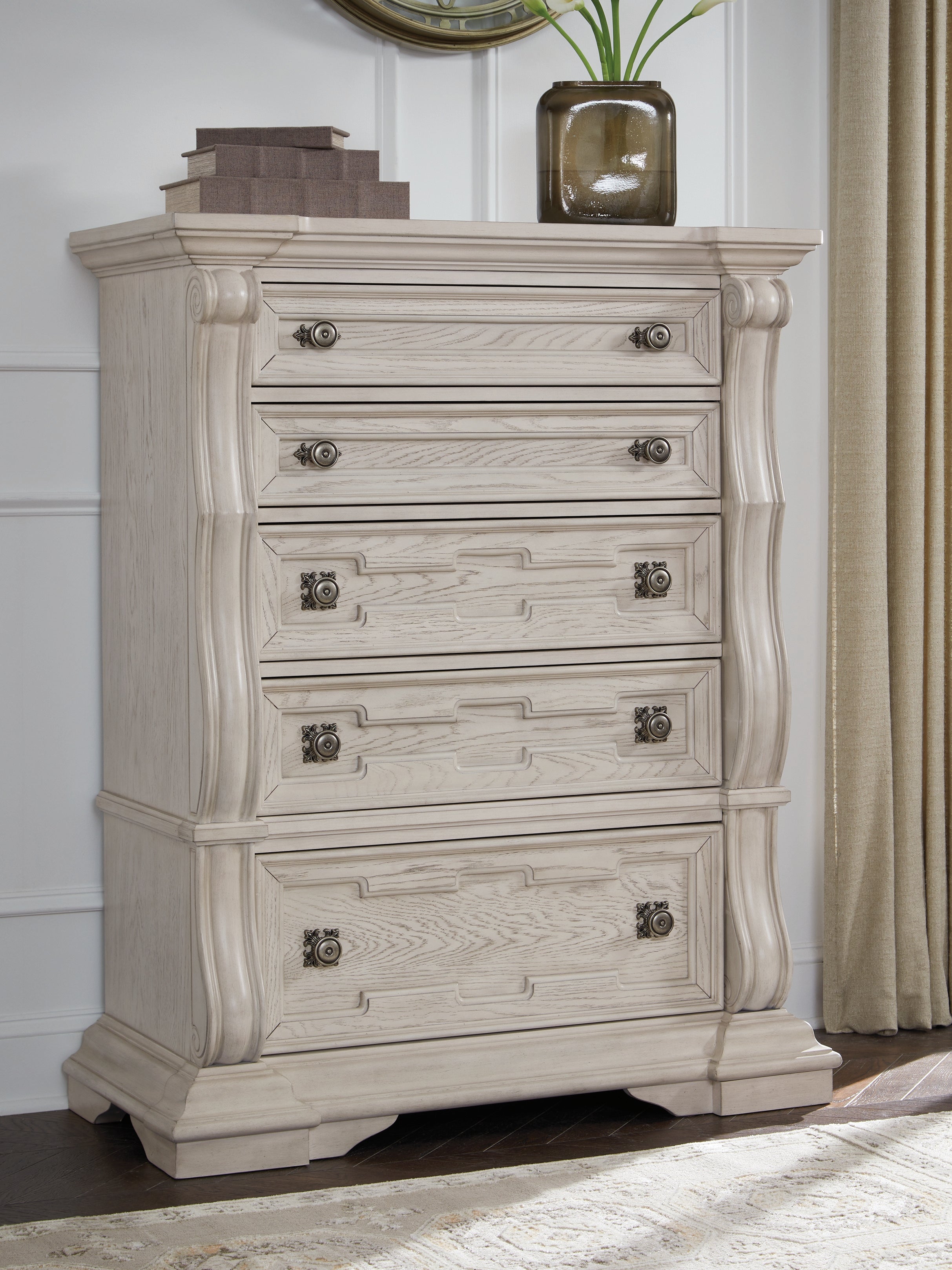 3 Brothers Decor - Ashley Furniture - Bruchandi Bedroom - Five Drawer Chest / Antique White - PCB948-46