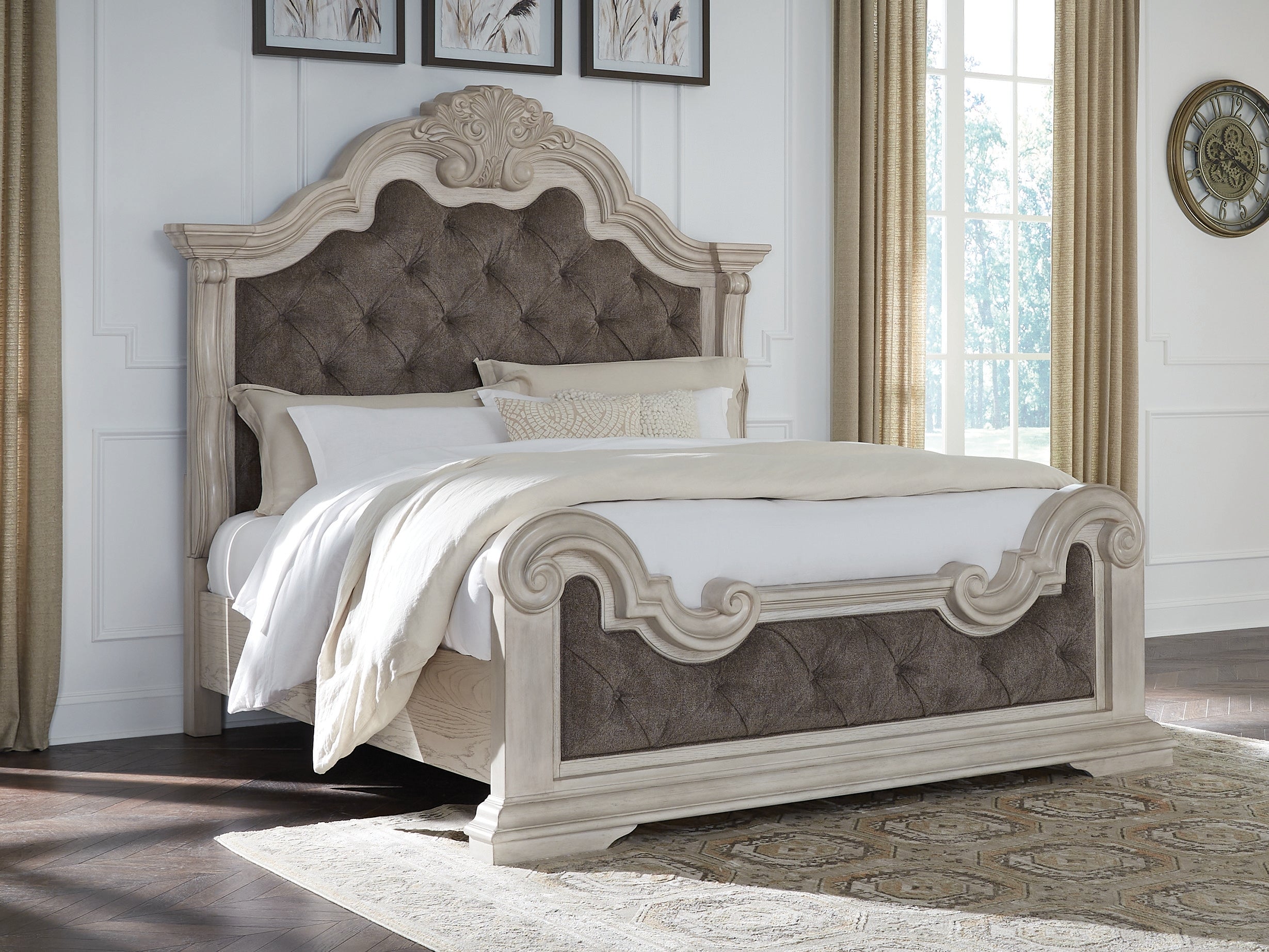3 Brothers Decor - Ashley Furniture - Bruchandi Bedroom - California King Upholstered Panel Bed / Antique White - PCB948B5