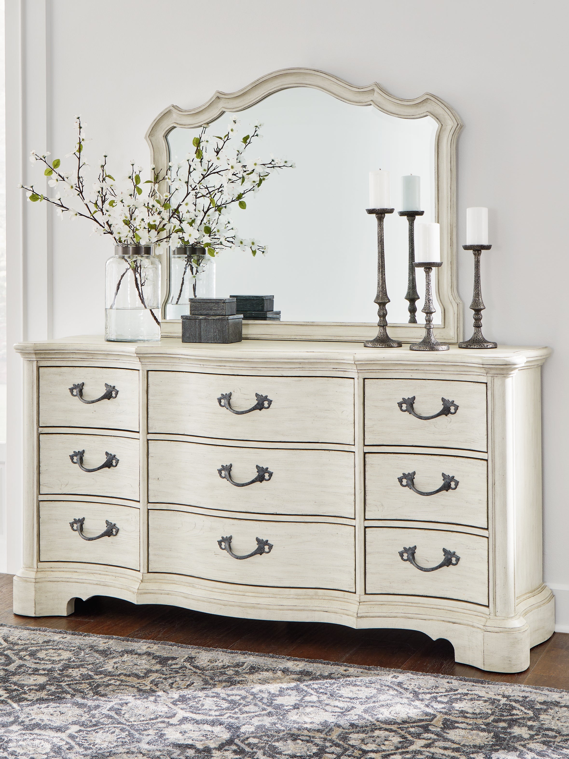 3 Brothers Decor - Ashley Furniture - Arlendyne Bedroom - Dresser and Mirror / Antique White - B980B1