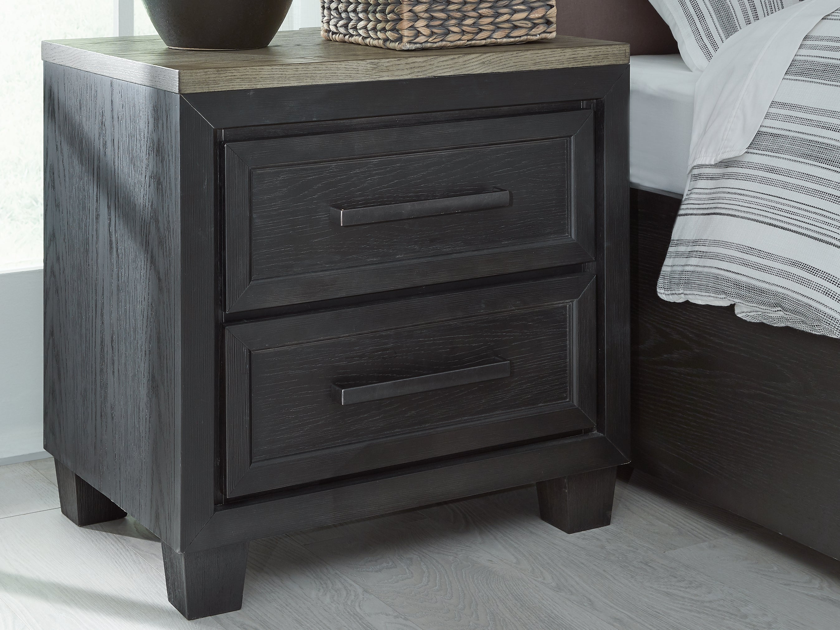 3 Brothers Decor - Ashley Furniture - Foyland Bedroom - Two Drawer Night Stand / Black/Brown - B989-92