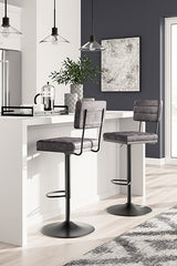 3 Brothers Decor - Ashley Furniture - Strumford Dining Room - Bar Height Bar Stool (Set of 2) / Gray/Black - D119-630X2