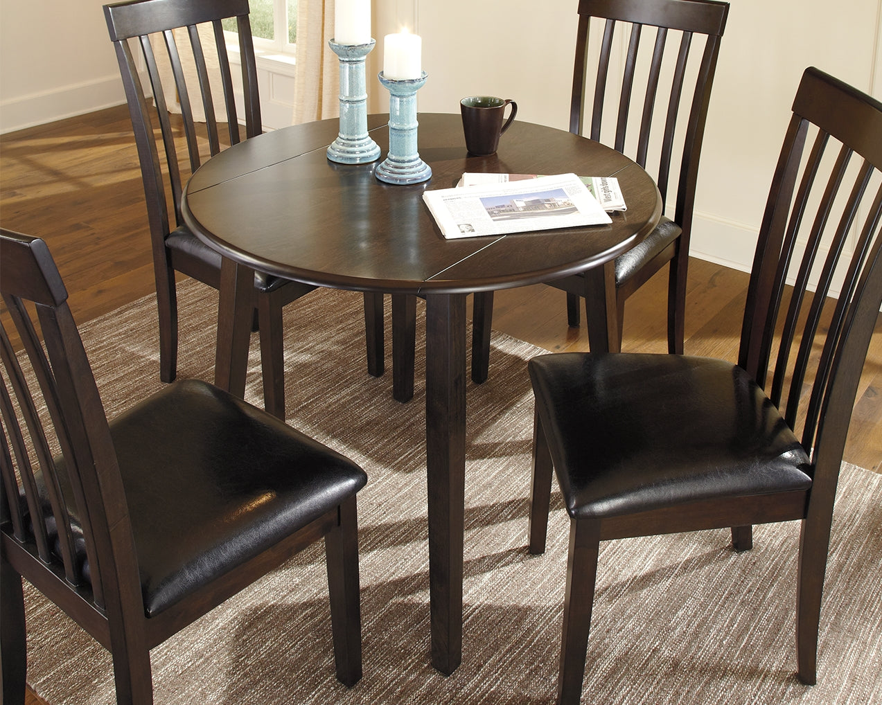 3 Brothers Decor - Ashley Furniture - Hammis Dining Room - Round DRM Drop Leaf Table / Dark Brown - D310-15