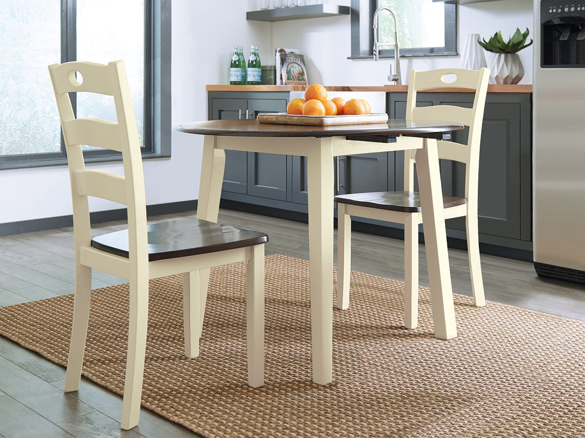 3 Brothers Decor - Ashley Furniture - Woodanville Dining Room - Round DRM Drop Leaf Table / Cream/Brown - D335-15