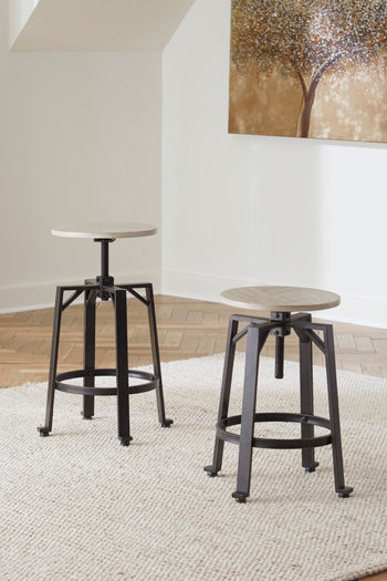3 Brothers Decor - Ashley Furniture - Karisslyn Dining Room - Counter Height Stool (Set of 2) / Whitewash/Black - D336-024X2