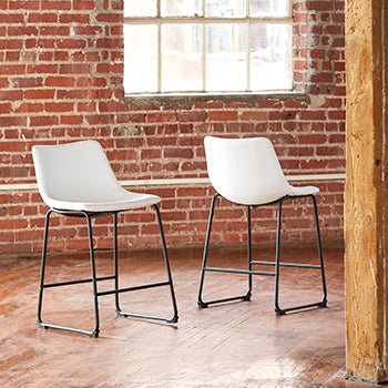 3 Brothers Decor - Ashley Furniture - Centiar Dining Room - Counter Height Bar Stool (Set of 2) / White - D372-724X2