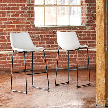 3 Brothers Decor - Ashley Furniture - Centiar Dining Room - Pub Height Bar Stool (Set of 2) / White - D372-730X2