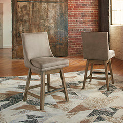 3 Brothers Decor - Ashley Furniture - Tallenger Dining Room - Counter Height Bar Stool (Set of 2) / Beige - D380-524X2