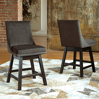 3 Brothers Decor - Ashley Furniture - Tallenger Dining Room - Counter Height Bar Stool (Set of 2) / Dark Gray - D380-624X2