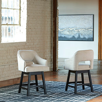 3 Brothers Decor - Ashley Furniture - Tallenger Dining Room - Counter Height Bar Stool (Set of 2) / Linen/Brown - D380-724X2