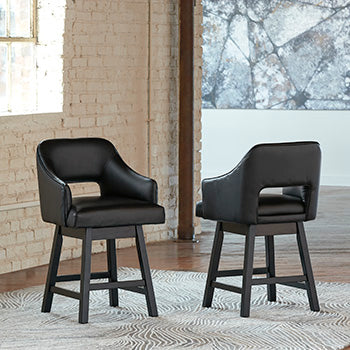 3 Brothers Decor - Ashley Furniture - Tallenger Dining Room - Counter Height Bar Stool (Set of 2) / Black/Dark Brown - D380-924X2