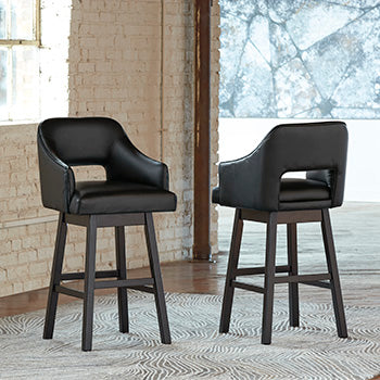 3 Brothers Decor - Ashley Furniture - Tallenger Dining Room - Bar Height Bar Stool (Set of 2) / Black/Dark Brown - D380-930X2