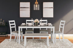 3 Brothers Decor - Ashley Furniture - Stonehollow Dining Room - RECT DRM Table Set (6/CN) / White/Gray - D382-325