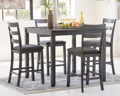 3 Brothers Decor - Ashley Furniture - Bridson Dining Room - Square Counter TBL Set (5/CN) / Gray - D383-223