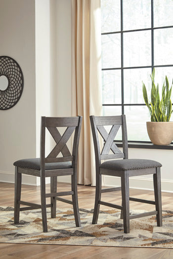 3 Brothers Decor - Ashley Furniture - Caitbrook Dining Room - Counter Height Upholstered Bar Stool (Set of 2) / Gray - D388-124X2