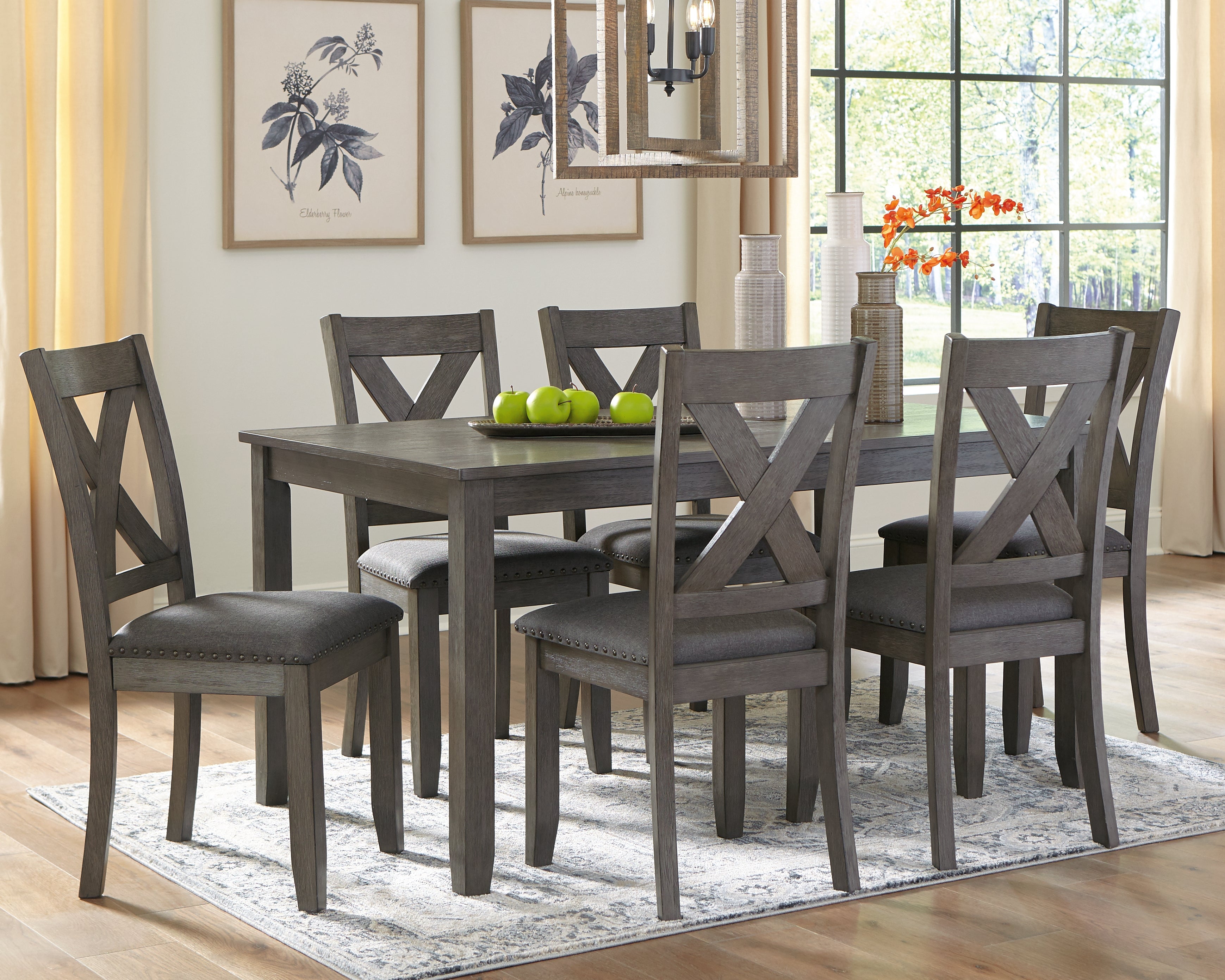 3 Brothers Decor - Ashley Furniture - Caitbrook Dining Room - RECT DRM Table Set (7/CN) / Gray - D388-425