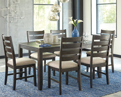 3 Brothers Decor - Ashley Furniture - Rokane Dining Room - Dining Room Table Set (7/CN) / Brown - D397-425