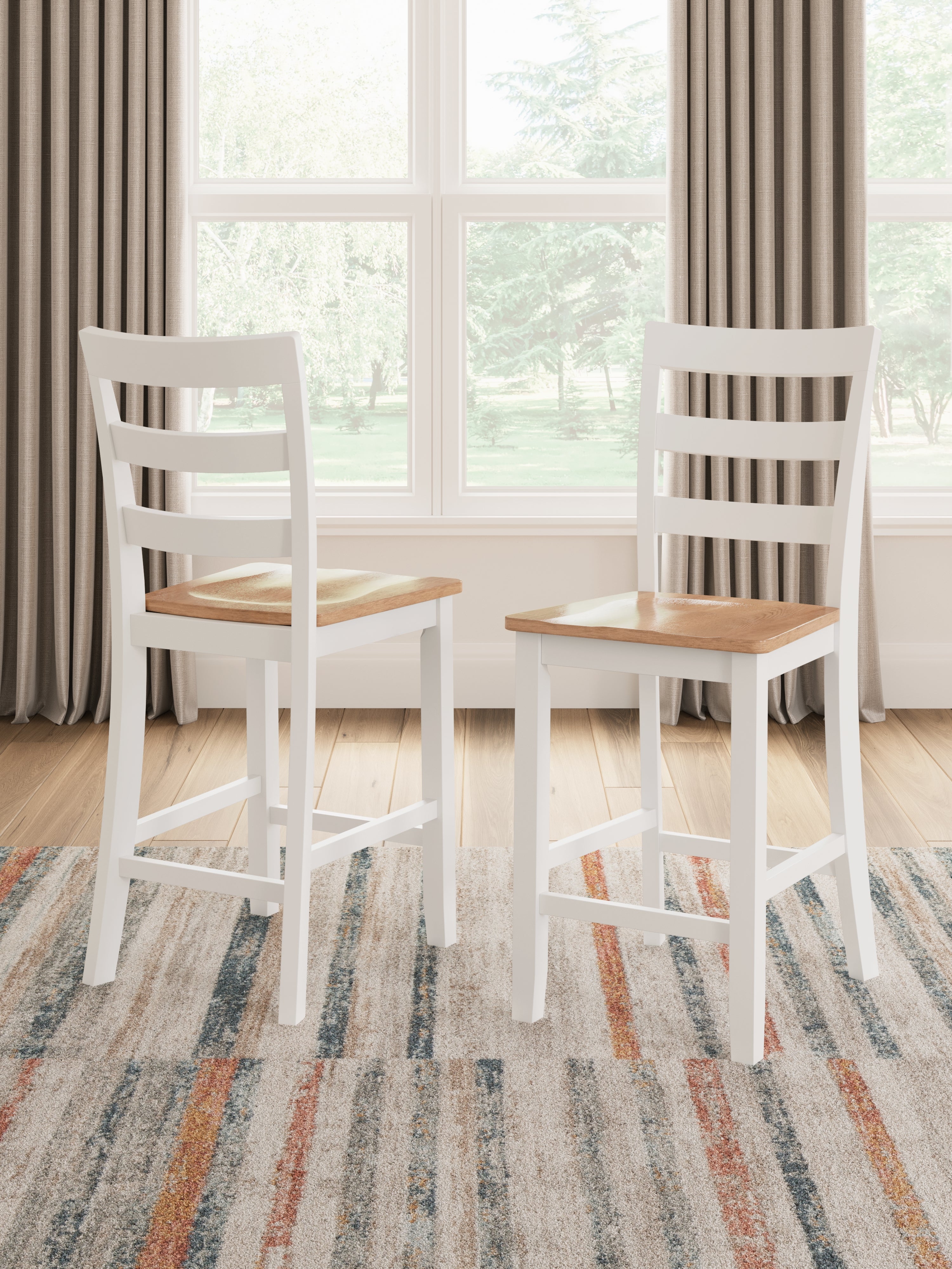 3 Brothers Decor - Ashley Furniture - Gesthaven Dining Room - Counter Height Barstool (Set of 2) / Natural/White - D398-124X2