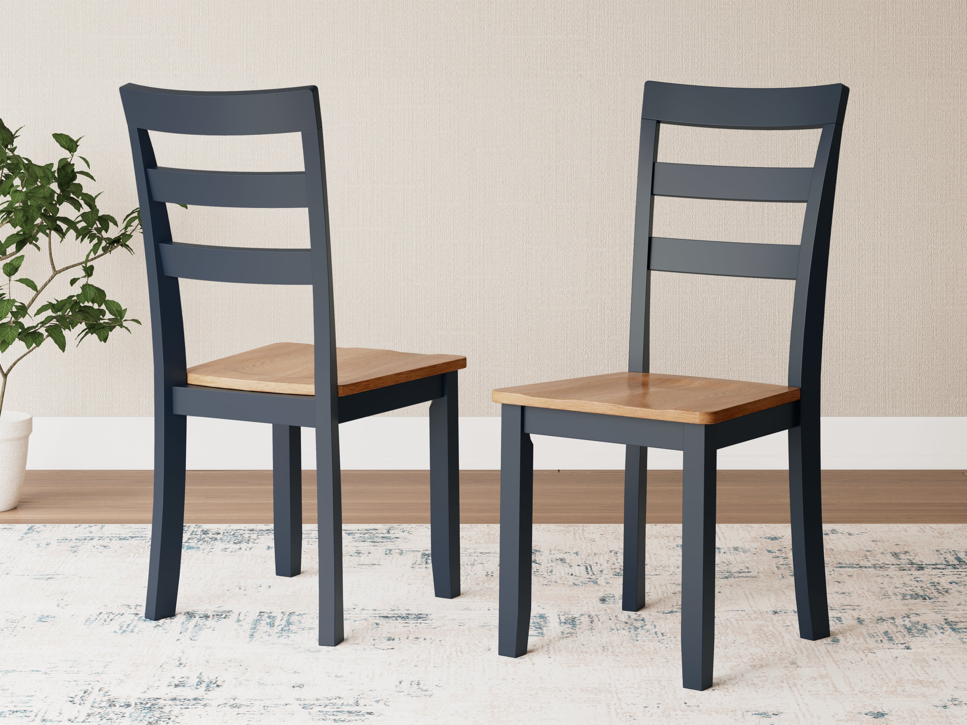 3 Brothers Decor - Ashley Furniture - Gesthaven Dining Room - Dining Chair (Set of 2) / Natural/Blue - D399-01X2