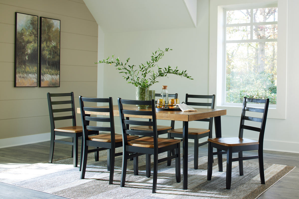 3 Brothers Decor - Ashley Furniture - Blondon Dining Room - RECT DRM Table Set (7/CN) / Brown/Black - D413-425