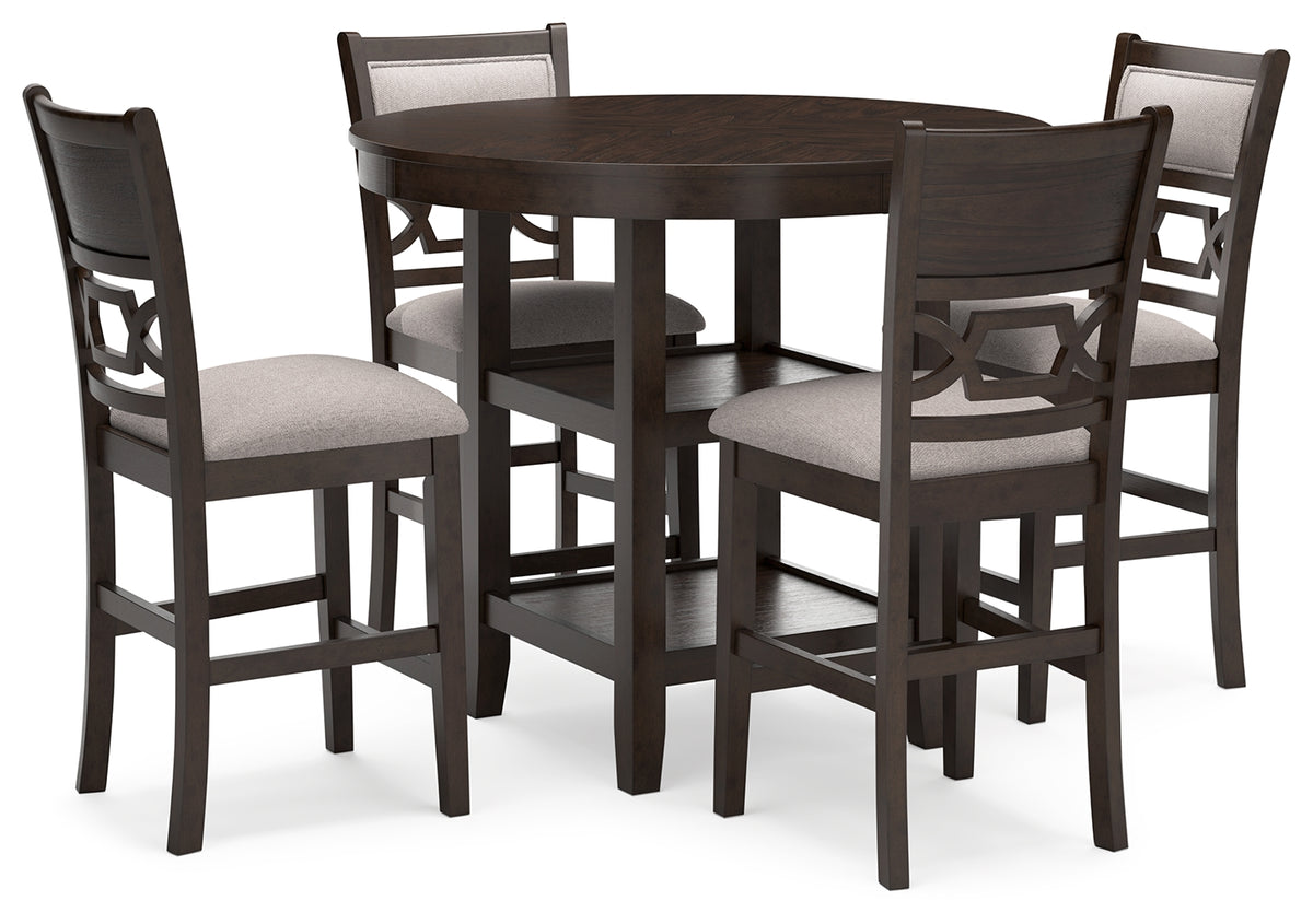 3 Brothers Decor - Ashley Furniture - Langwest Dining Room - DRM Counter Table Set (5/CN) / Brown - D422-223