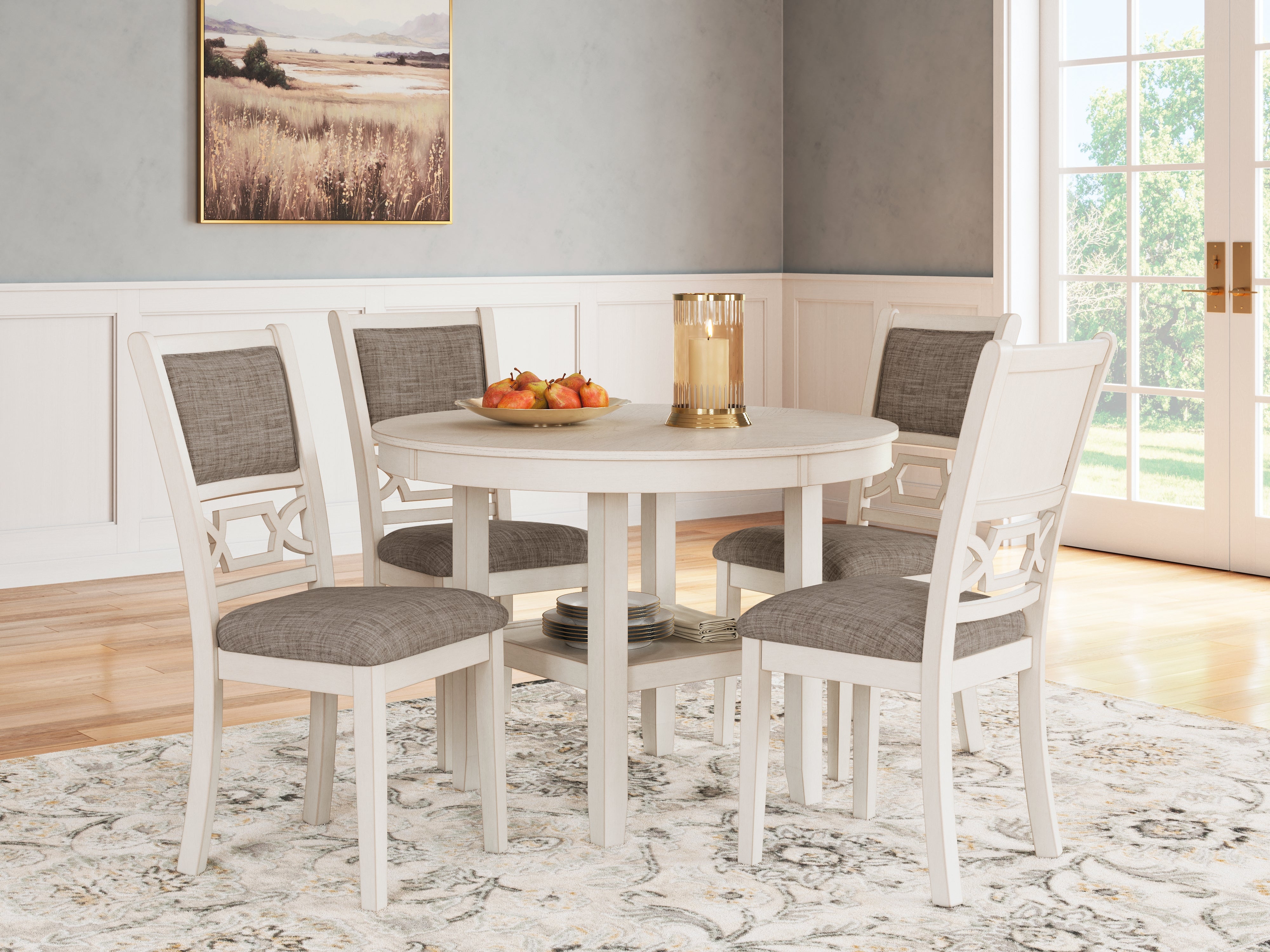 3 Brothers Decor - Ashley Furniture - Erinberg Dining Room - Dining Room Table Set (5/CN) / Antique White - D423-225