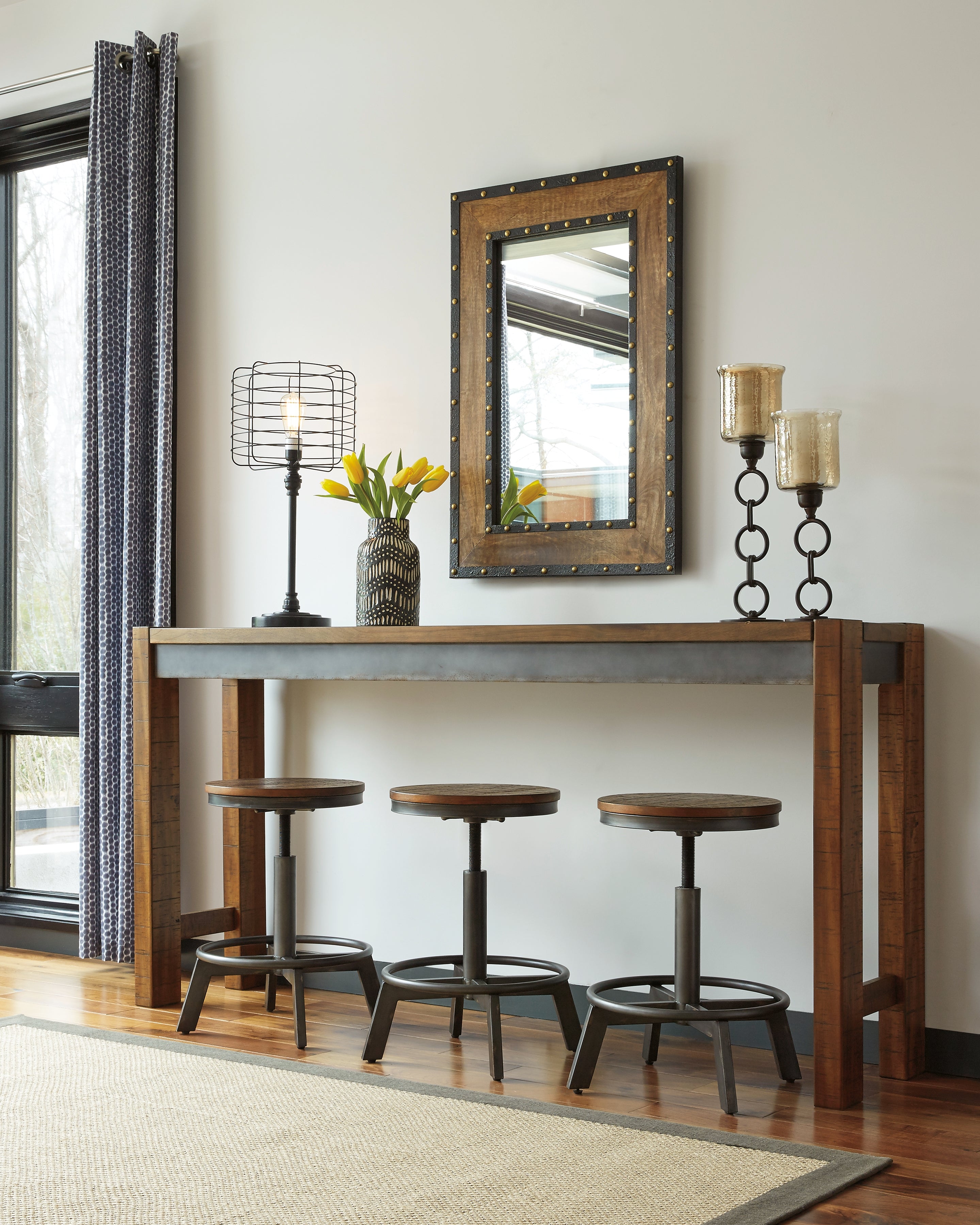 3 Brothers Decor - Ashley Furniture - Torjin Dining Room - Long Counter Table / Brown/Gray - D440-52